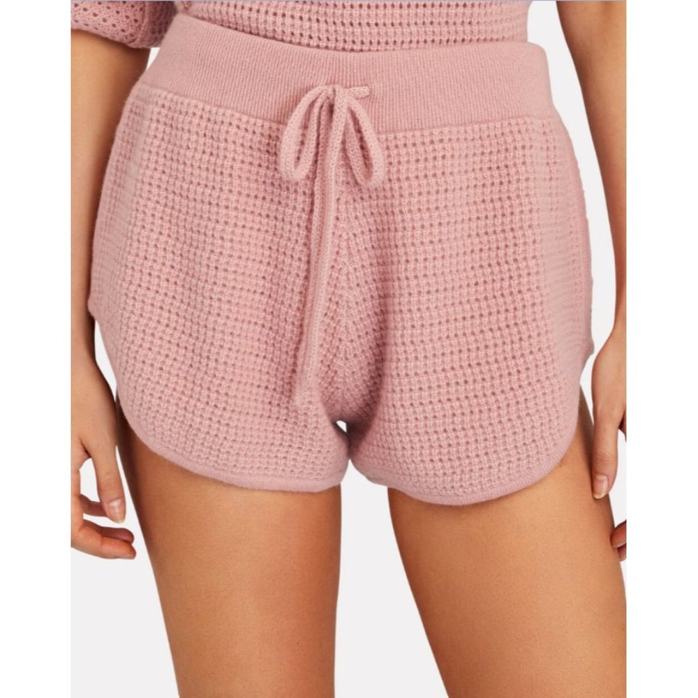 Madeleine Thompson Womens Anzere Cashmere Knit Shorts Dusty Pink Size Small NWT